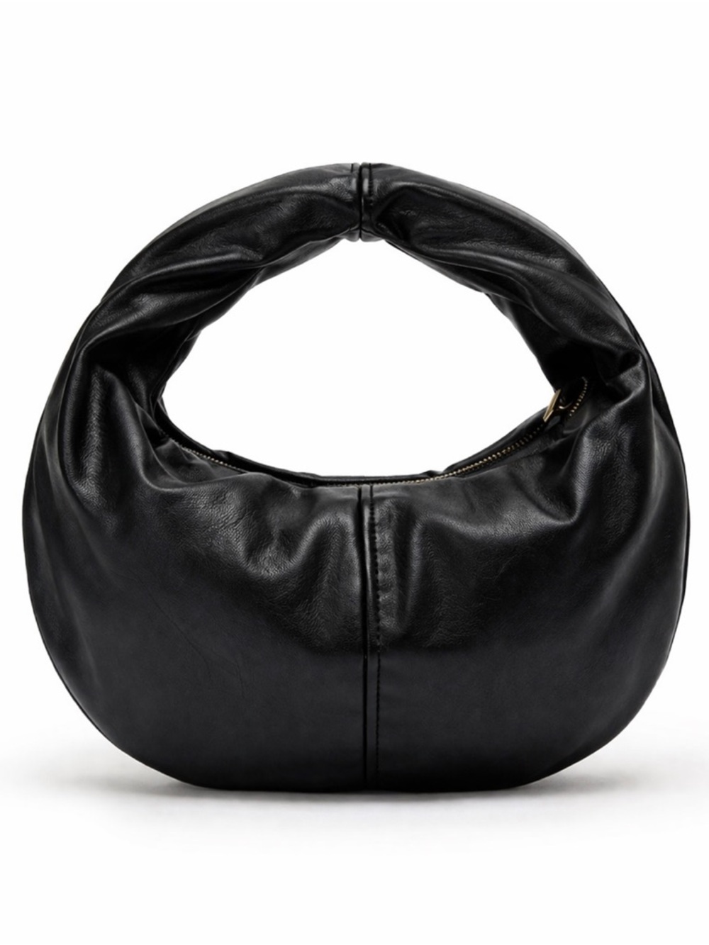 Zara Black Padded Hobo Bag Oval Slouch Minimalist Super Soft Zip Shoulder Bag